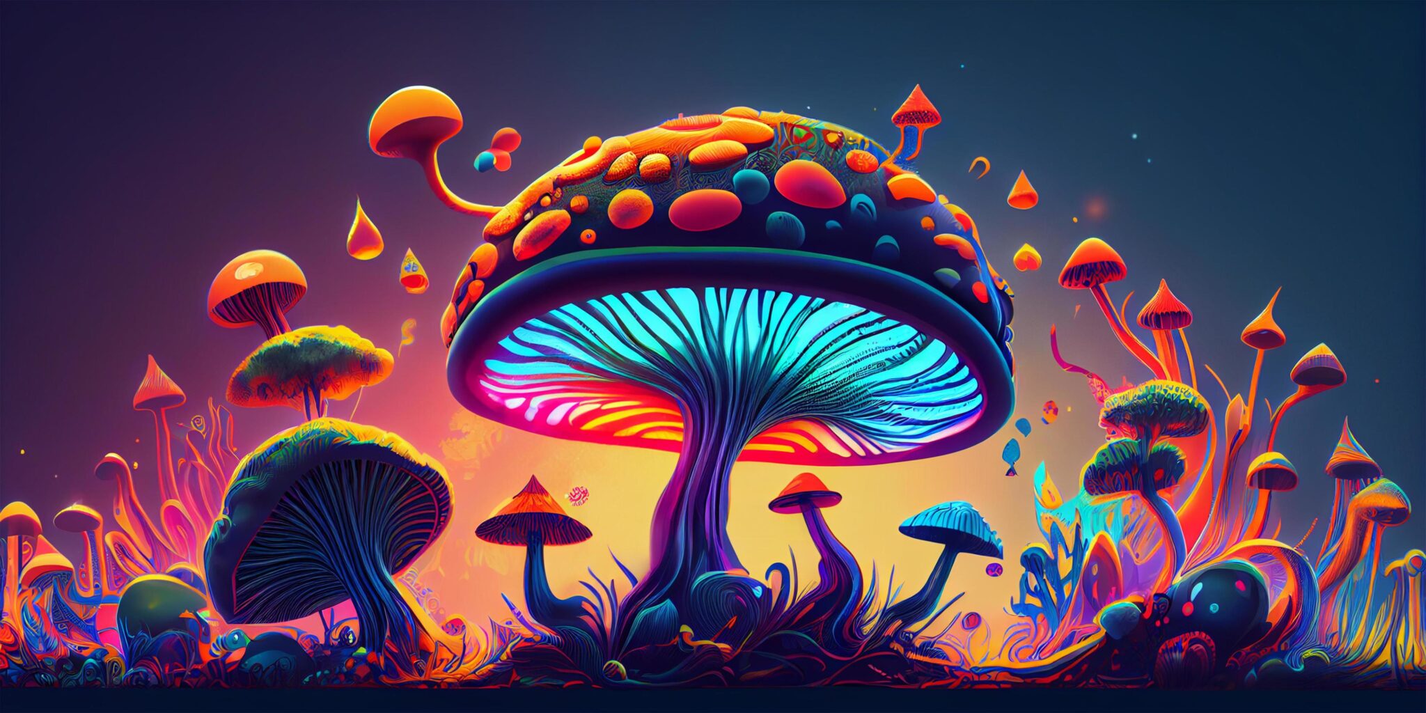 magic mushrooms over sacred geometry psychedelic hallucination vibrant vector illustration 60s hippie colorful art generative ai free photo scaled