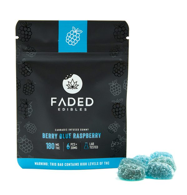 faded edibles berry blue raspberry 180mg 2 1