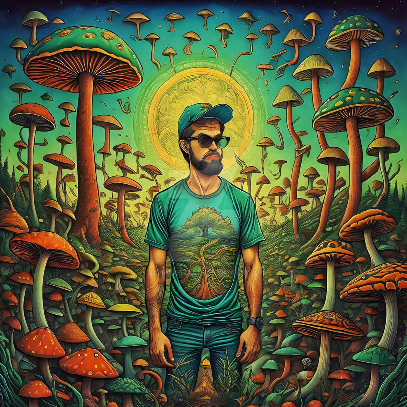 HEMPEARTH - Magic Mushrooms Help with Anger Issues 5 a man standing in a field of mushrooms by badhuisstraat66 dgsaw0z 414w