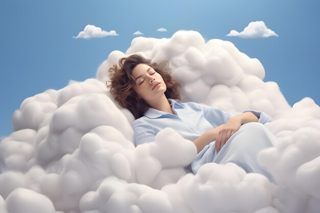 beautiful young woman sleeping cloud like bed 580420 2838